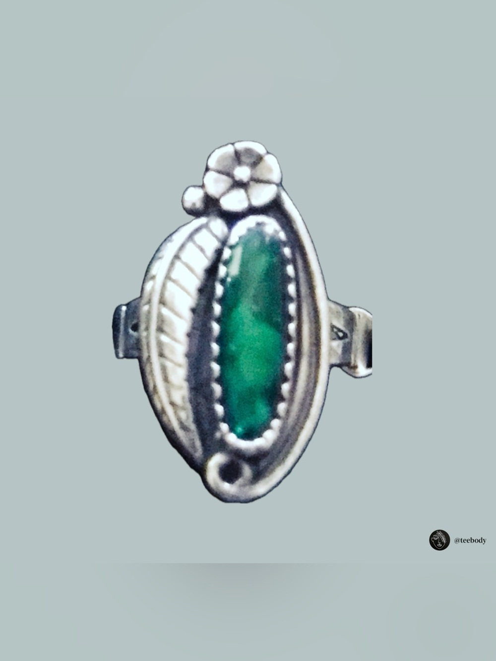 VTG NWT WMCO Sterling Silver Paua Abalone Shell Navajo Feather Ring Signed CH